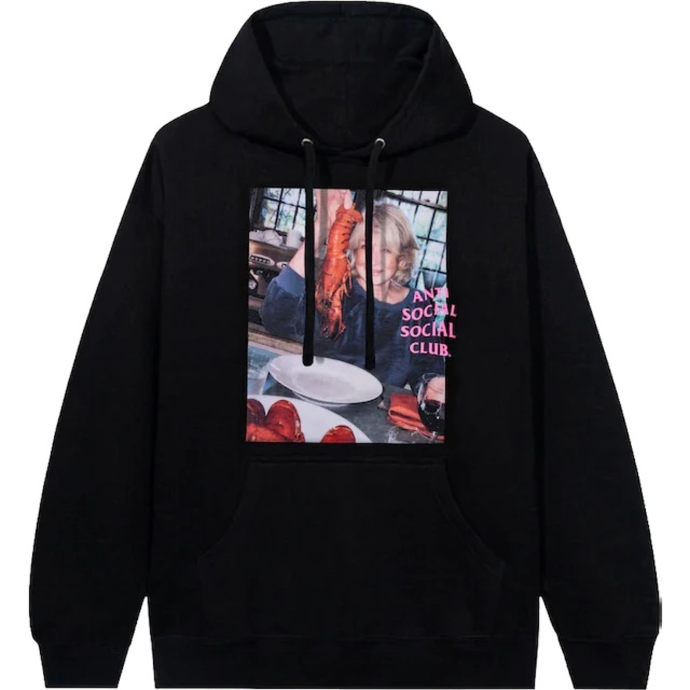 AntiSocial Social Club Martha Stewart lobster hoodie sweatshirt. Men Med. Black